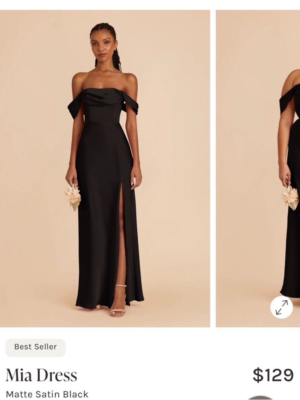 Birdy Grey Mia Strapless Matte Satin Black Gown